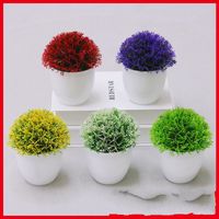 Wholesale 14 cm Artificial Plants Party Potted Green Bonsai Small Tree Grass Plants Pot Ornament Fake Flowers for Home Garden Decoration Wedding Q2