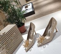 Wholesale High heels women stiletto heel new spring pointed silver princess bridesmaid crystal shoes red bridal wedding shoes women