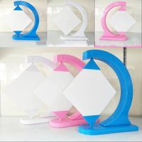 Wholesale Sublimation Blank Picture Frames DIY Printing Fused Glass Holder Rotate Swing Rack Photo Frames Living Room Ornament hy G2