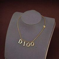 Wholesale Luxury Designers Jewelry Fashion Womens Brass Necklace Bib Chocker Pendant Gold Plated Crystal Letter Choker Necklace Chain Cubic Zirconia Accessories Statement