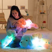 Wholesale 30cm cm bow tie Lucky Dog luminous bear doll with built in led colorful light luminous function Valentine s day gift plush toy