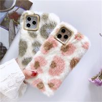 Wholesale Leopard Print Fluffy Winter Warm Fur Phone Case For iPhone MINI Pro Plus X XS XR Max Furry Soft PU Plush Back Cover