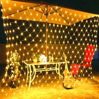 Wholesale free delivery LED Fairy Net Light Mesh Curtain String Wedding Christmas Party Decor high quality Warm White LED Lights Strings