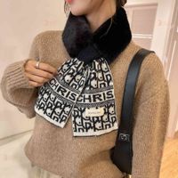 Wholesale Scarf new soft fur scarf Korean letter label autumn winter Plush girl imitation Rex rabbit hair thickened