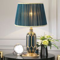 Wholesale Light Luxury Post Modern American Style Ceramic Table Lamp for Bedroom Bedside Lamps European Living Room Blue desk Light