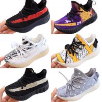 Wholesale Kids Summer Spring Casual Sport Shoes Low Sneakers Zebra Beluga Boost Boys Girls Breathable Knit Running Shoes Toddler Cream White Black Bred Letter Printed