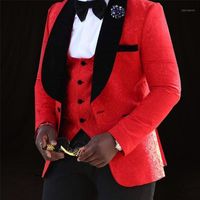 Wholesale Custom Made Men Suits Groom Tuxedos Shawl Velvet Lapel Groomsmen Wedding Best Man Pieces Jacket Pants Vest Bow Tie C9331
