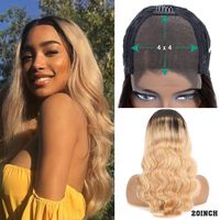 Wholesale T1B Colored Body Wave Brazilian Remy Glueless Lace Front Wigs With Baby Hair For Black Women Honey Blonde Ombre Wavy x4 Closure Wig