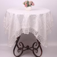 Wholesale Table Cloth CURCYA Christmas Plain Beige Embroidered Covers Pure Cotton White Lace Tablecloth For Dinning Tables