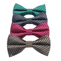 Wholesale Neck Ties Striped Bow Tie Wedding Dress Microfiber Bowtie Woven Stripped Jacquard Butterfly Mens Formal Classical Accessory1