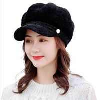Wholesale SUOGRY Fashion Women Winter Warm Cap Beret Braided Baggy Knit Crochet Beanie Hat Ski Cap Rabbit fur beret Boina