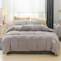 Wholesale Winter flannel bedding set soft warm lamb cashmere duvet cover solid fleece flat sheet pillowcase bed cover linen queen full T200409