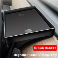 Wholesale For Tesla Model Y Screen Rear Storage Box Magnetic Hidden Tray Glasses Tissue ETC Drawer Paper Towel Plate Accessories