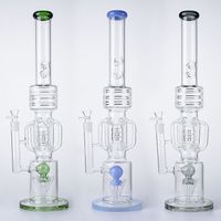 Wholesale 21 Inch Hookahs mm Thick Glass Bongs Drum Barrel Perc Water Pipes Slitted Rocket Percolator Oil Dab Rigs Recycler Big Bong With Bowl