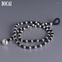 Wholesale Chains S925 Real Silver Necklace For Women Fashion Hand Woven mm Bead Wax Women s1