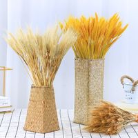 Wholesale 50PCs Real Wheat Ear Flower Ornaments Natural Dried Flowers Bouquet Wedding Decoration for Party Christmas Home Decor DIY Craft