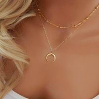 Wholesale New Europe America Bohemia Women s Necklace Long Round Moon Pearl Crescent Pendant Necklace Jewelry