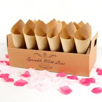 Wholesale Fengrise Kraft Paper Confetti Cone Frame Tray Candy Cookie Gift Bag Wedding Birthday Party Decor Rose Dried Flower Petal Box Y1202