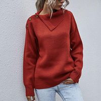 Wholesale Women s Sweaters Lucyever Side Lapel Knit Pullover Womens Winter Shoulder Button Half Open Neck Casual Sweater Lady Plus Size XL Jumper