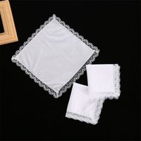 Wholesale 25cm White Lace Thin Handkerchief Cotton Towel Woman Wedding Gift Party Decoration Cloth Napkin DIY Plain Blank Handkerchief DBC G2