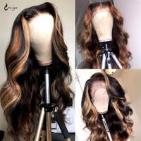 Wholesale Highlight Wig Brazilian Body Wave Wig Burgundy Lace Front Wigs Human Hair Density Remy Wigs
