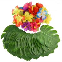 Wholesale 12pcs Artificial Leaves Hawaii Theme Party Tropical Palm Tree Leaves Home Wedding Birthday Party Decoration Balloons Accessories1