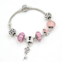Wholesale New Arrival Newest Breast Cancer Awareness Jewelry European Bead Charm Lampwork Murano Grass Bead Pink Ribbon Breast Cancer Bracelet Jewelry