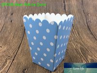 Wholesale 24pcs Blue with White Polka Dots Popcorn Box Birthday Wedding Party Deco Popcorn Cups For Movie Theater Anniversary Supply