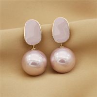 Wholesale Stud Fashion Big Pink Pearls Earrings For Women White Black Gray Statement Earring Luxury Metal Earing Hanging Jewelry