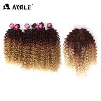 Wholesale Noble Afro Kinky Curly Hair Weave inch Pieces Synthetic Hair Bundles With Closure Middle Part Lace Front Closure Q1128