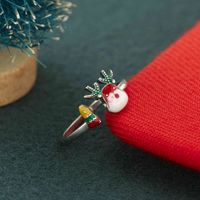 Wholesale Christmas Gifts Accessories Jewelry Ring Christmas Series Christmas Elk Deer Head Antler Zircon Imitation Pearl Opening Adjustable Ring