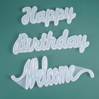 Wholesale DIY Letters Mold Happy Birthday Welcome Silicone Mould Epoxy Resin Craft Door Hanging Molds Silica Gel yma G2
