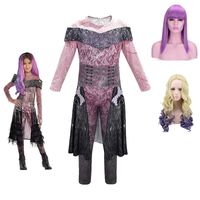 Wholesale Descendants Mal Fancy Costumes Girls Mal Dress Up Onesies Kids Evie Cosplay Outfits Halloween Evil Role Playing Outfits With Wig Y200325