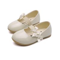 Wholesale Flat Shoes Beautiul Baby Girls Leather Flower Princess Kids Cocktail Party For Wedding Dress White