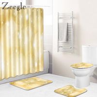 Wholesale Bath Mats Zeegle Mat Set Flannel Soft Toilet Cover Seat Absorbent Pedestal Rug Foot Waterproof Shower Curtain