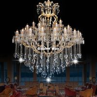 Wholesale Modern Golden Chrome Color Maria Theresa Crystal Chandeliers Light Crystal Lustre arms D85cm H80cm LED Lamp for Lobby Stair Pendants