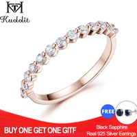 Wholesale Kuololit K K Rose Gold Bubble Ring for Women Moissanite Solitaire Ring Matching Half Eternity Wedding Band Engagement