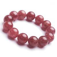 Wholesale Beaded Strands Precious Red Natural Strawberry Quartz Bracelet mm Crystal Big Round Bead Powerful Stretch Woman Bracelet1