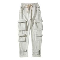 Wholesale Multi pocket Joggers Fleece Sweatpants Mens Solid Streetwear Drawstring Casual Harem Pants Black White Loose Trousers