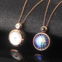 Wholesale Pendant Necklaces Eternal Love Languages I You Projection Necklace Roman Numeral Clock Promise Couple Jewelry Gift1