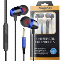 Wholesale Universal Wired Earphone with Mic mm jack Metal Subwoofer Stereo Earphones Sports in ear Earbuds for Phone Tablet PC Computer MP3 Player
