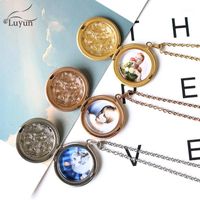 Wholesale Luyu Fashion Custom Necklace Bronze Mirror Pattern photo box Pendant Round Crystal Necklaces For Friends SmallGift Wholesale1