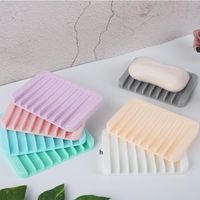 Wholesale Non slip Silicone Soap Holder Flexible Soaps Dish Plate Holders Tray Soapbox Container Storage Bathroom Kitchen Accessories RRD13200