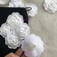 Wholesale White color camellia DIY Part X8CM self adhesion camellia flower stick on bag or card for C boutique packing