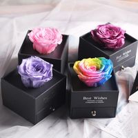 Wholesale Unique square box jewelry box rose flower real rose Valentine s day gift birthday gift Christmas girlfriend custom1
