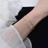 Wholesale 925 Sterling Silver Minimalist Geometric Cylindrical Chain Bracelet Women Adjustable Fashion Student Couple Jewelry Accessories