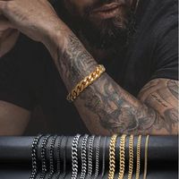 Wholesale 3mm mm Mens K Gold Plated Bracelet Women Cuban Link Chains Stainless Steel Curb Silver Black Color Wrist Bracelets