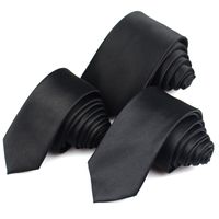 Wholesale New Classic Black Ties for Men Silk Mens Neckties for Wedding Party Business Adult Neck Tie Sizes Casual Solid Tie