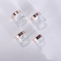 Wholesale Glass Cream Bottles Round Shape Cosmetic Hand Face Jars g g g g g g g g Packing Bottles With Rose Gold Cap