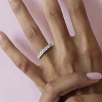 Wholesale Six Styles Sterling Silver Setting Pave Full Eternity Band Engagement Wedding Rings Diamond Platinum Ring Fine Jewelry